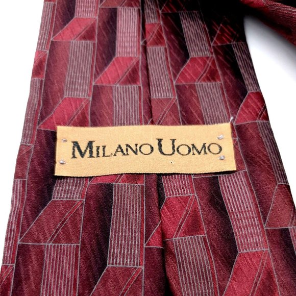 Milano Uomo Mens Dress Tie 100% Imported Silk Made in USA Business Accessory - Picture 3 of 5